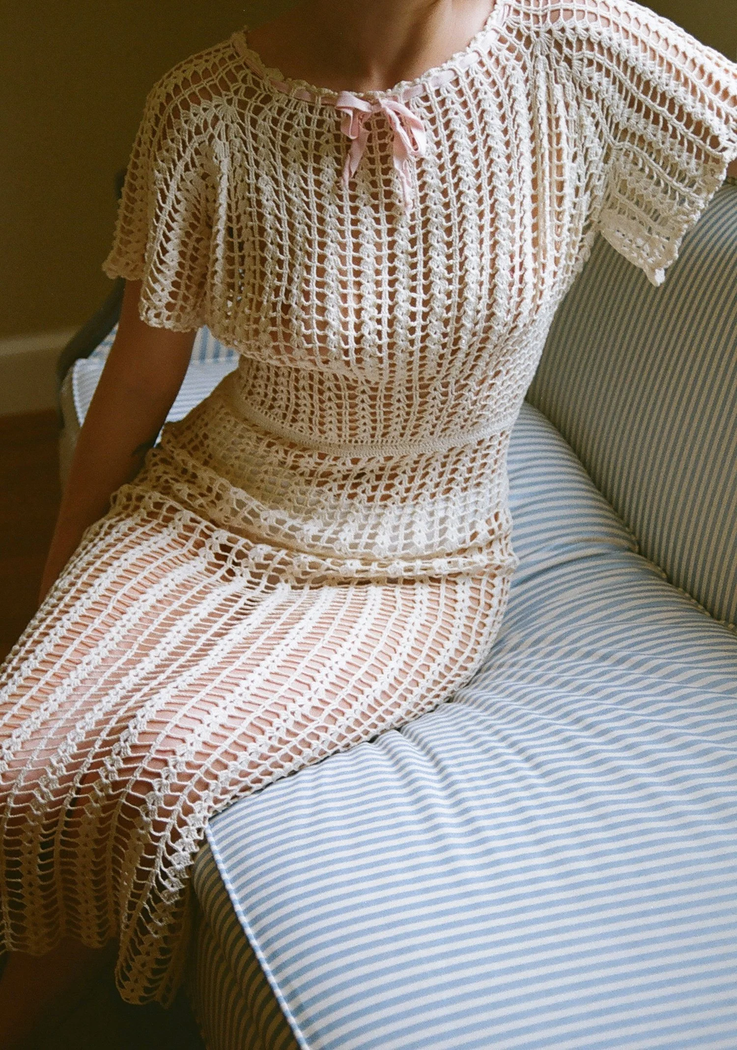 Vintage 1920s Ribboned Crochet Dress — Lucia Zolea